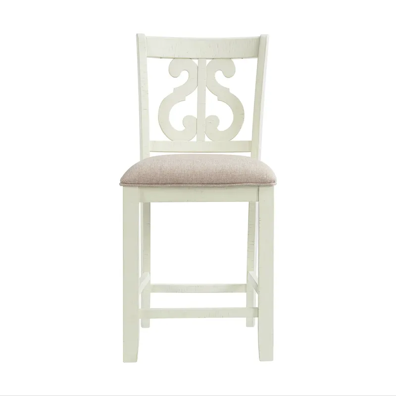 Stone Counter Wooden Swirl Back Side Chair in White (2 Per Pack)