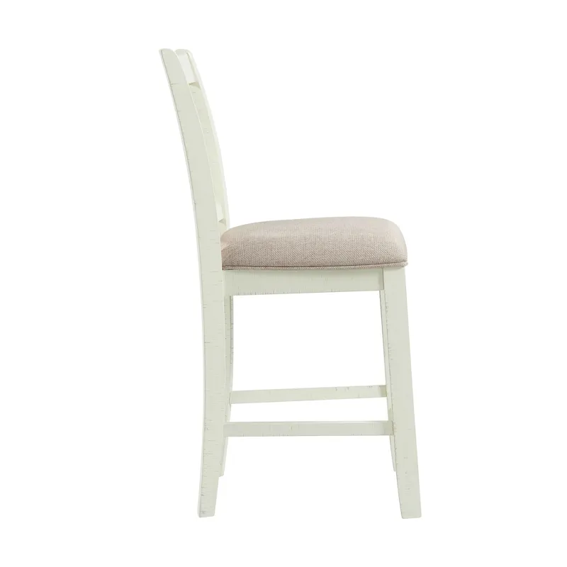 Stone Counter Wooden Swirl Back Side Chair in White (2 Per Pack)