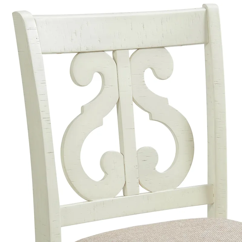 Stone Counter Wooden Swirl Back Side Chair in White (2 Per Pack)