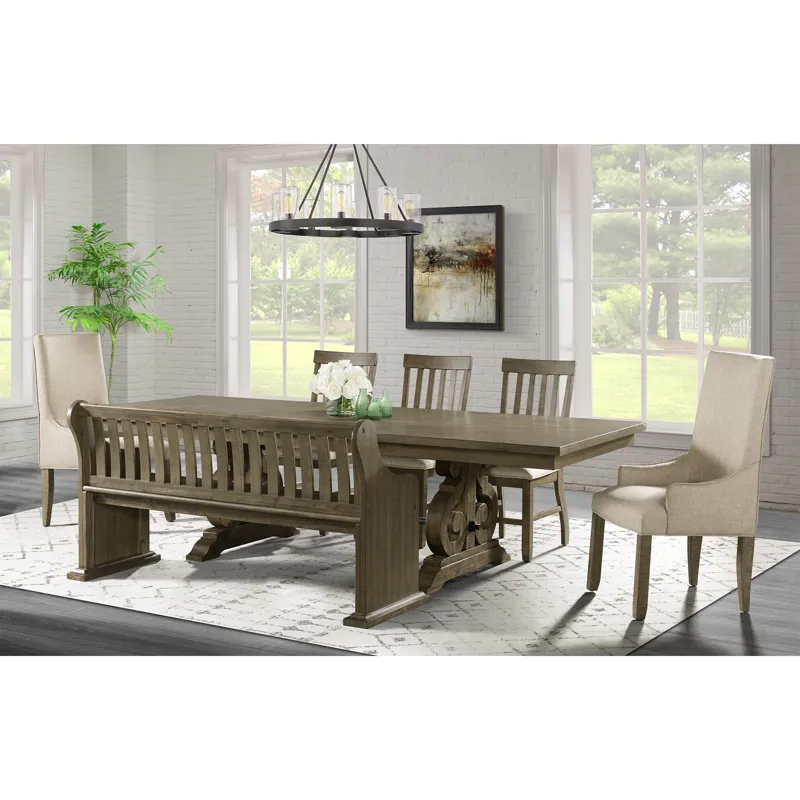 Stone Pew Bench Gray Finish