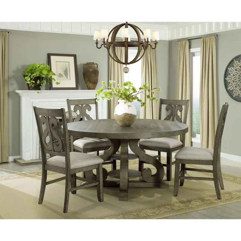 Stone Round Dining Table W/PU Base Gray Finish