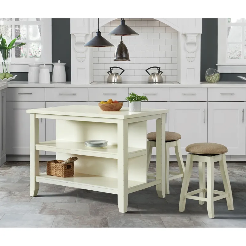 Stone  Kitchen Island  in White