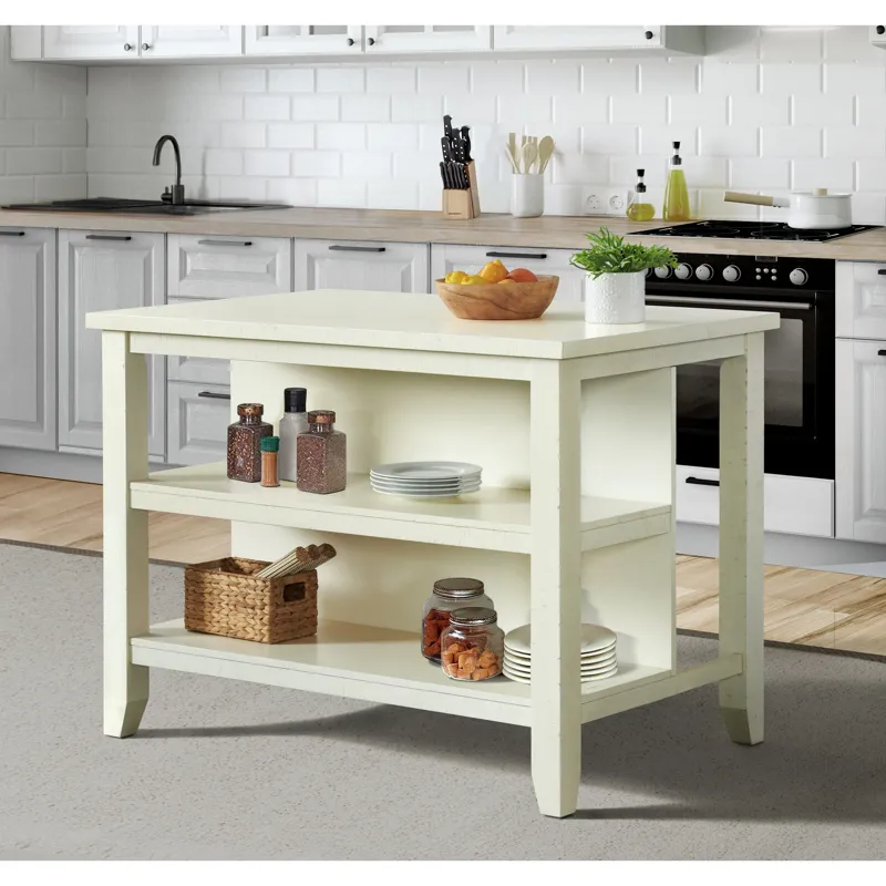 Stone  Kitchen Island  in White