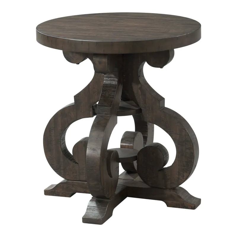 Stone Occasional Round Side Table With Pu Base