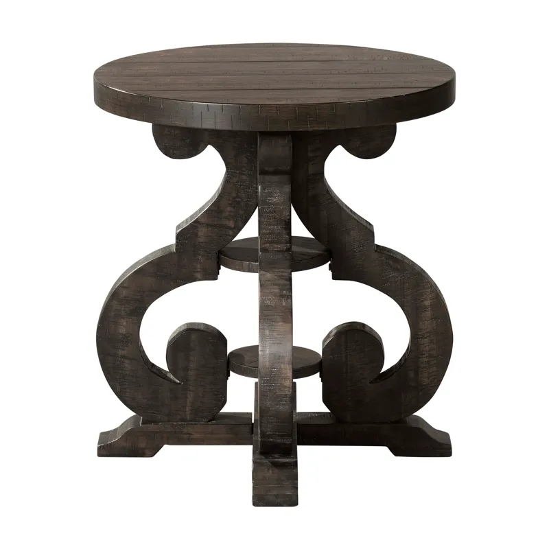 Stone Occasional Round Side Table With Pu Base