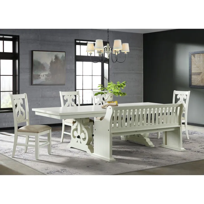 Stone Pew Bench in White