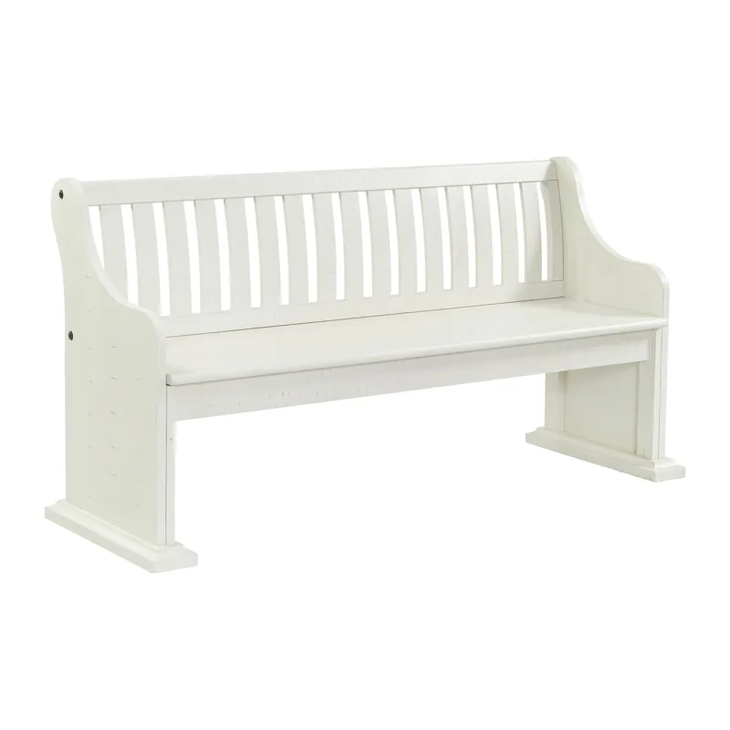 Stone Pew Bench With Storage in White