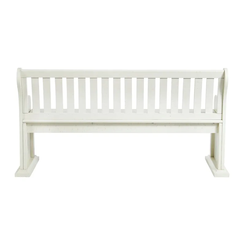 Stone Pew Bench With Storage in White