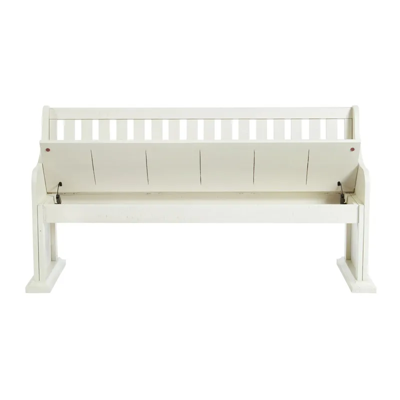 Stone Pew Bench With Storage in White