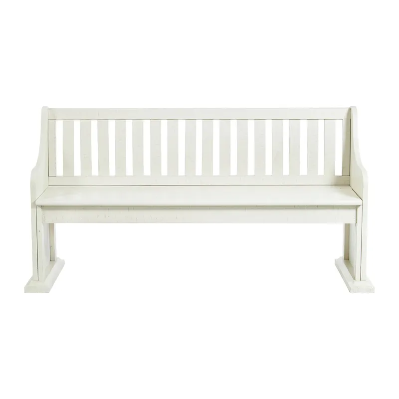 Stone Pew Bench With Storage in White