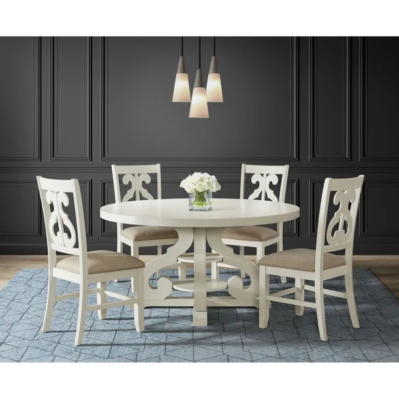 Stone Round Dining Table W/PU Base in White