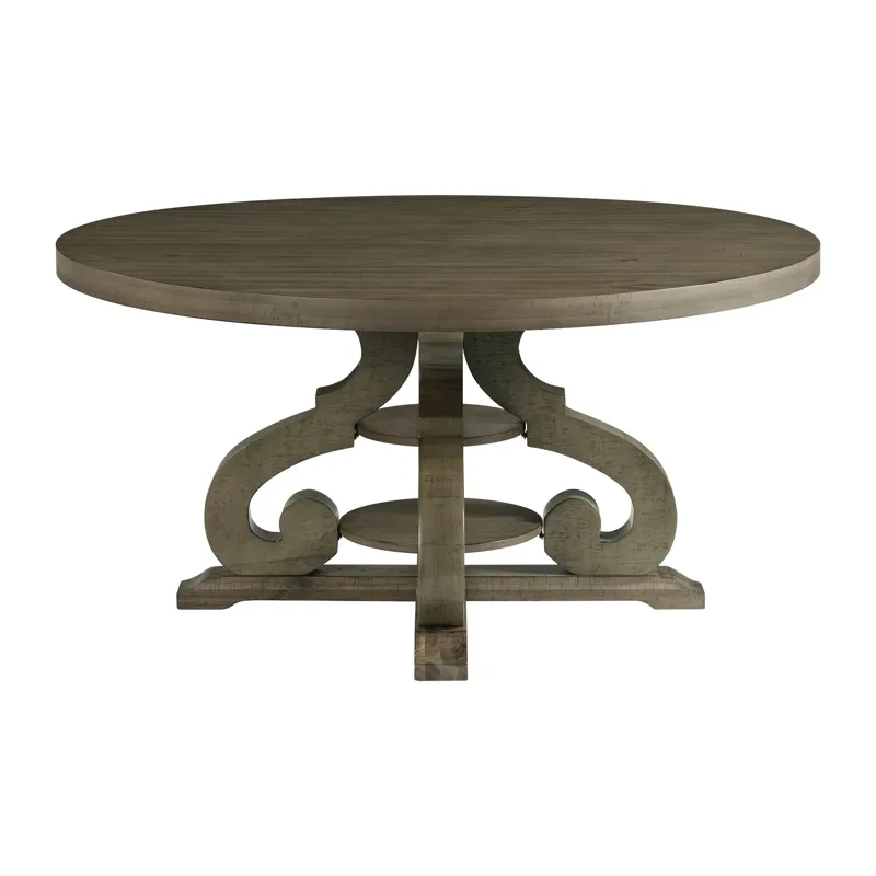 Stone Round Dining Table W/PU Base Gray Finish