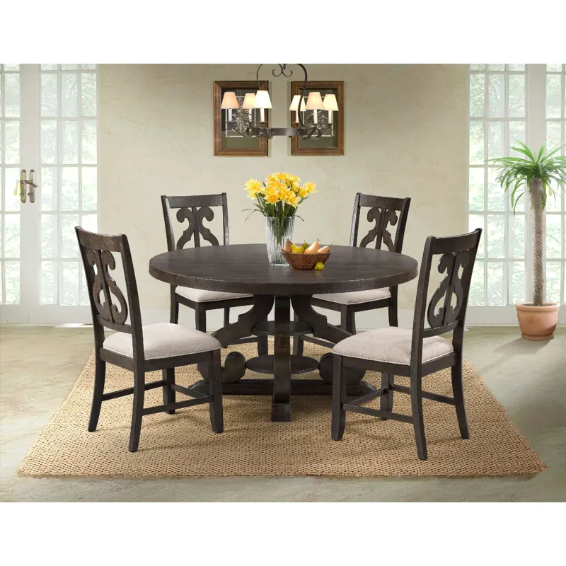 Stone Wooden Swirl Back Side Chair (2 Per Pack)
