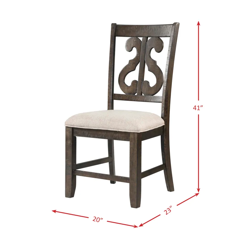 Stone Wooden Swirl Back Side Chair (2 Per Pack)