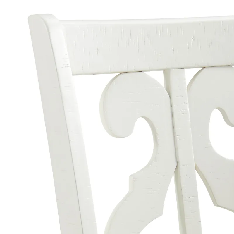Stone Wooden Swirl Back Side Chair in White (2 Per Pack)