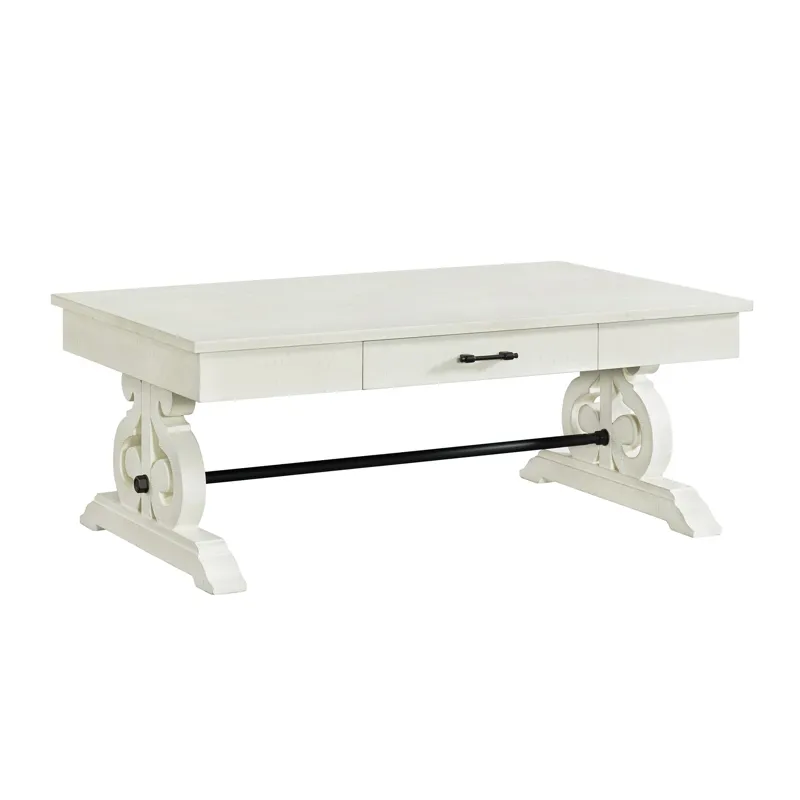 Stone Occasional Coffee Table With Pu Base in White