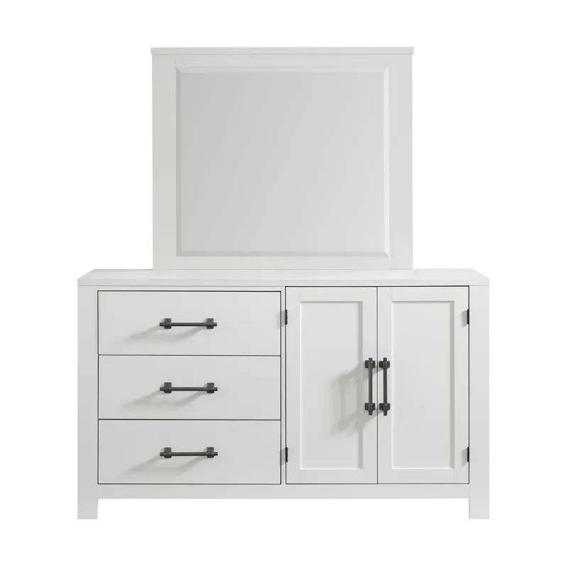 St. Regis Bedroom Set with Twin Headboard, Dresser, Mirror and Nightstand in White
