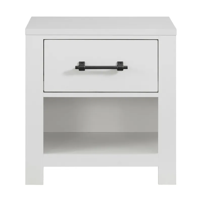 St. Regis Bedroom Set with Twin Headboard, Dresser, Mirror and Nightstand in White