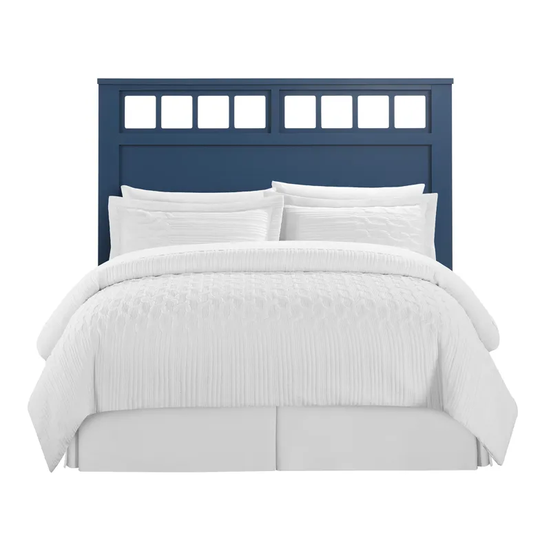 St. Regis Bedroom Set with Queen/Full Headboard, Dresser, Mirror and Nightstand in Blue