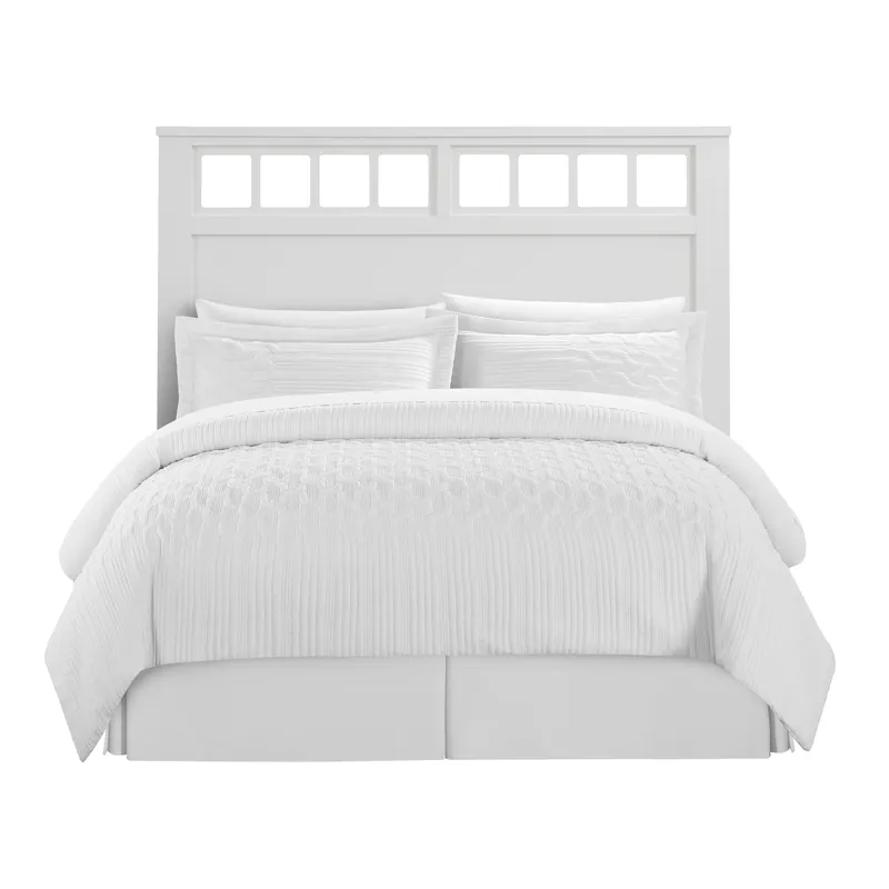 St. Regis Bedroom Set with Queen/Full Headboard, Dresser, Mirror and Nightstand in White