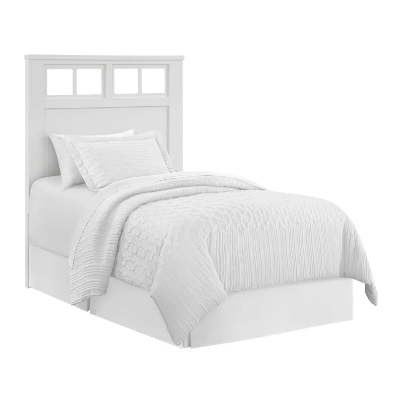 St. Regis Bedroom Set with Twin Headboard, Dresser, Mirror and Nightstand in White