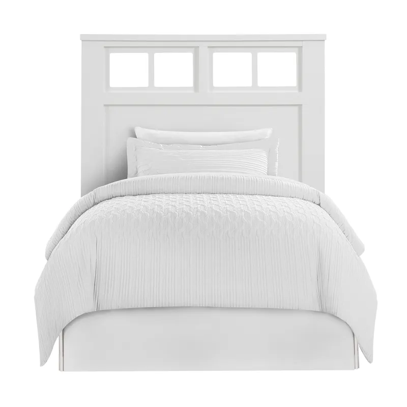 St. Regis Bedroom Set with Twin Headboard, Dresser, Mirror and Nightstand in White