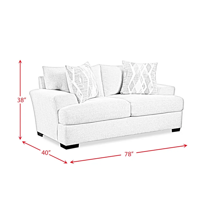 9010 Loveseat in Fentasy Silver W/2 Pillows Exotica Birch