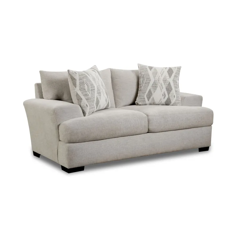 9010 Loveseat in Fentasy Silver W/2 Pillows Exotica Birch