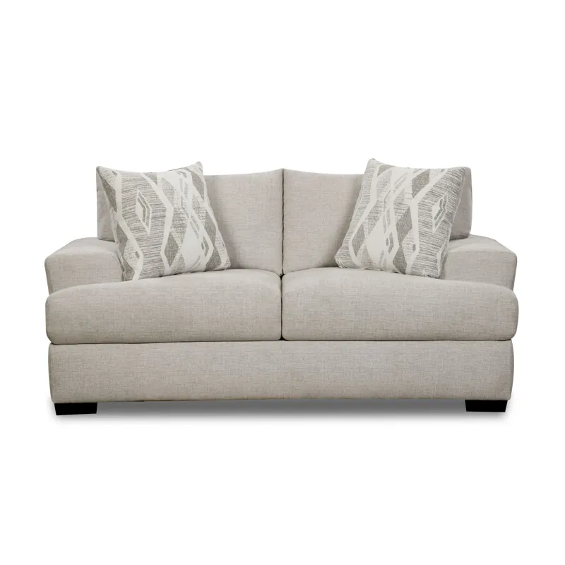 9010 Loveseat in Fentasy Silver W/2 Pillows Exotica Birch