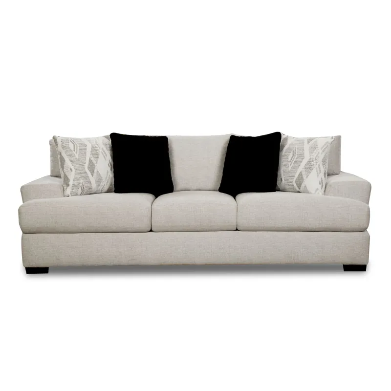 9010 Sofa in Fentasy Silver W/2 Pillows Naples Black, 2 Pillows Exotica Birch