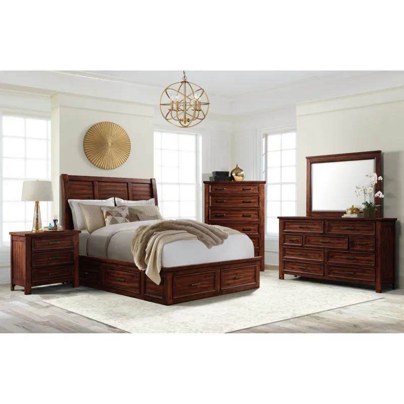 Sullivan Queen Storage Bed in Rich Cherry