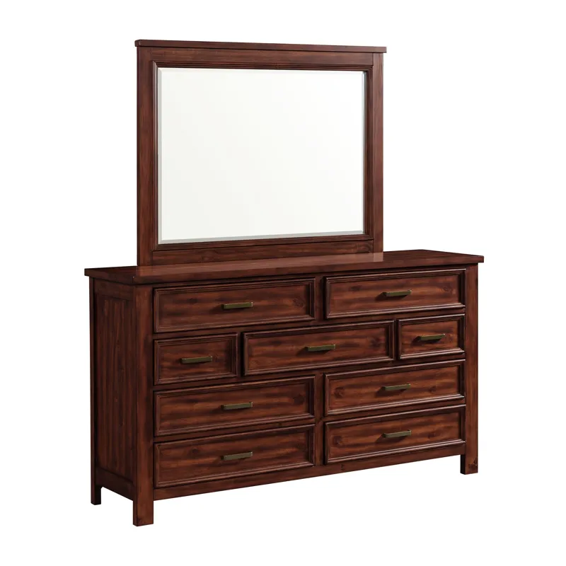 Sullivan Dresser and Mirror Set in Rich Cherry