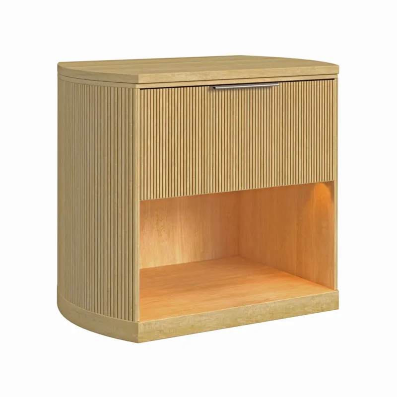 Sylvie 1-Drawer Nightstand with Touch Light in Natural LED