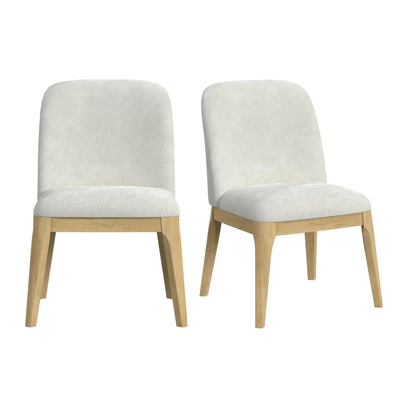 Sylvie Dining Side Chair with White Fabric in Natural (2 Per Carton)