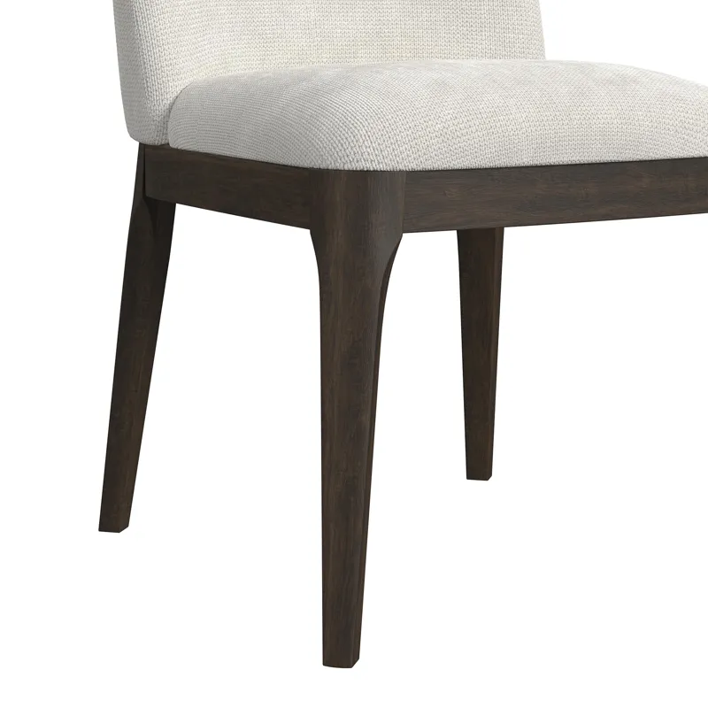 Sylvie Dining Side Chair with White Fabric in Dark Brown (2 Per Carton)