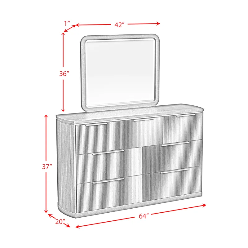 Sylvie Dresser and Mirror Set in Dark Brown