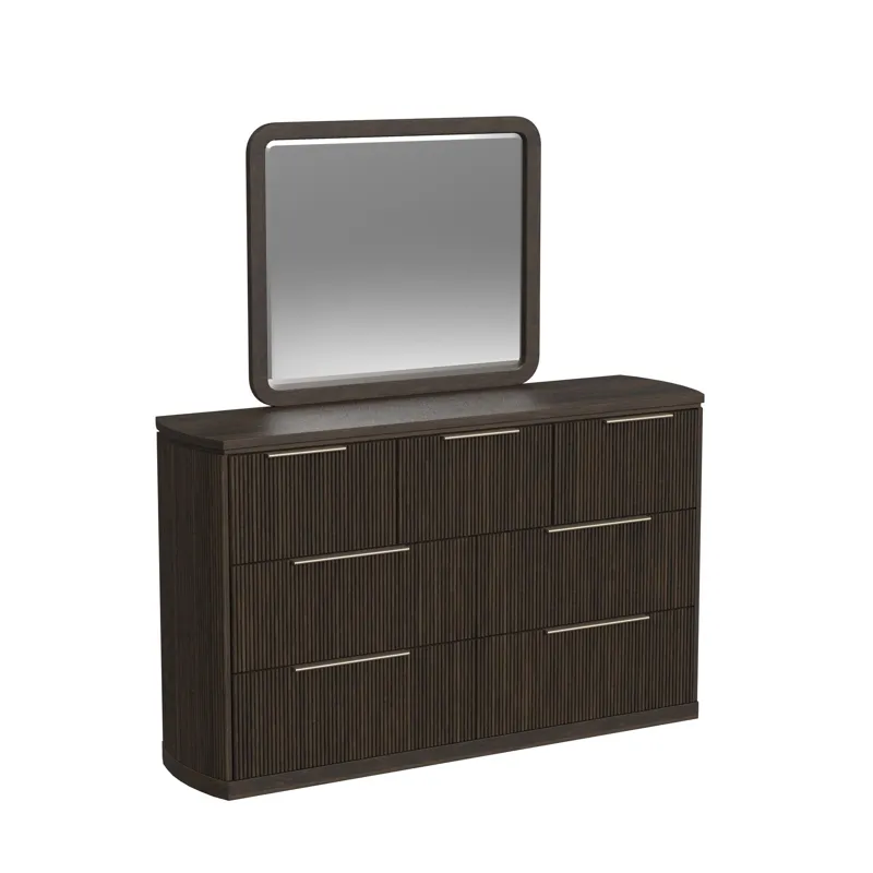 Sylvie Dresser and Mirror Set in Dark Brown