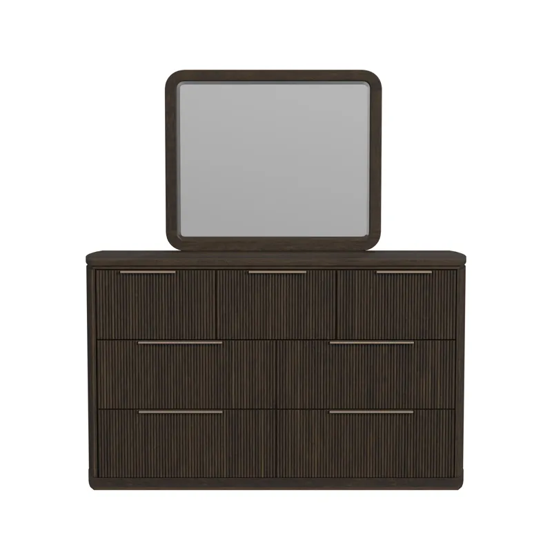 Sylvie Dresser and Mirror Set in Dark Brown