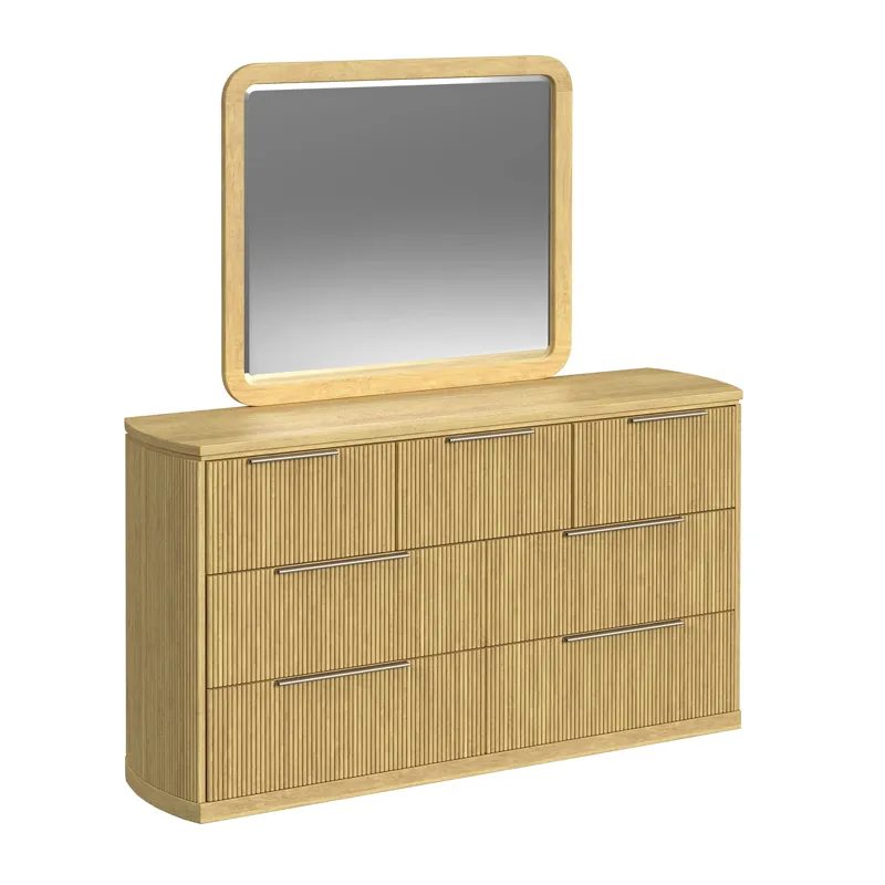 Sylvie Dresser and Mirror Set in Natural