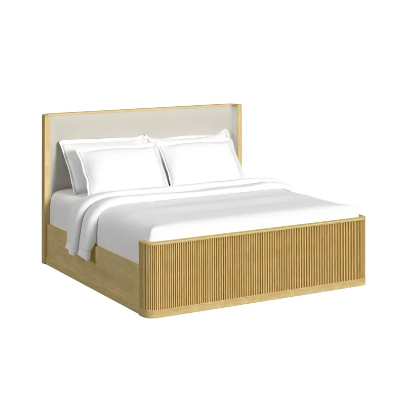 Sylvie King UPH Bed with White Fabric in Natural