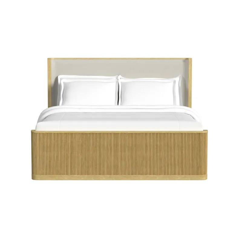 Sylvie King UPH Bed with White Fabric in Natural