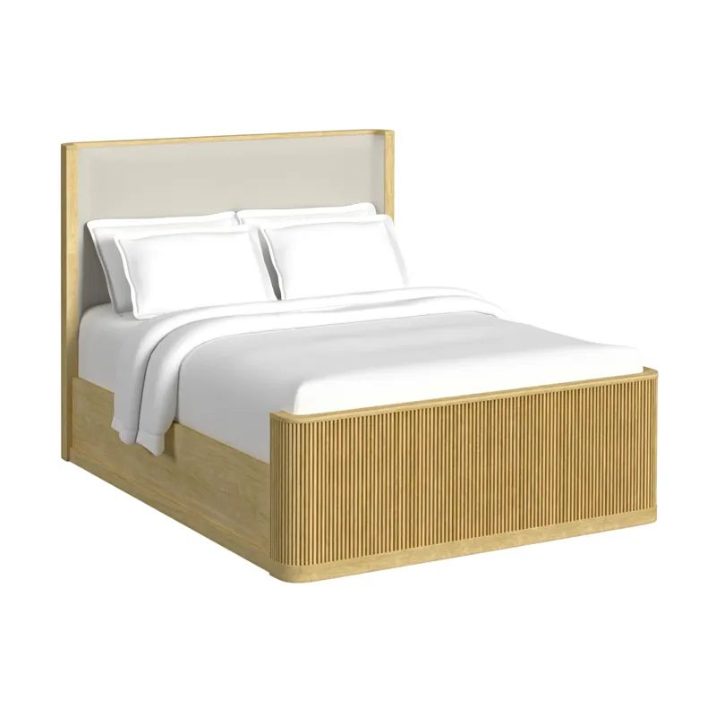Sylvie Queen UPH Bed with White Fabric in Natural