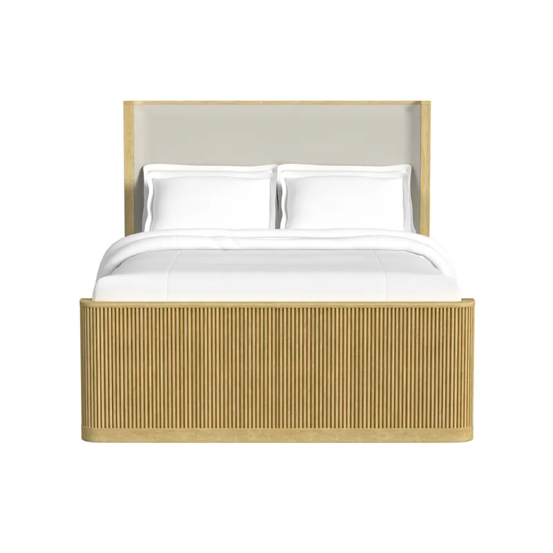 Sylvie Queen UPH Bed with White Fabric in Natural