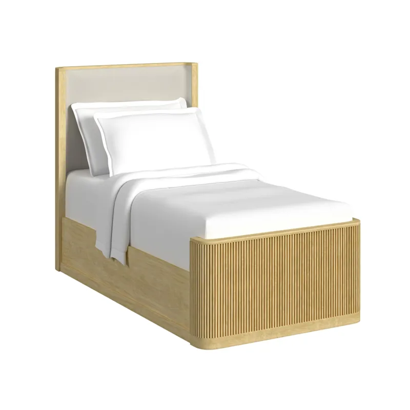 Sylvie Twin UPH Bed with White Fabric in Natural