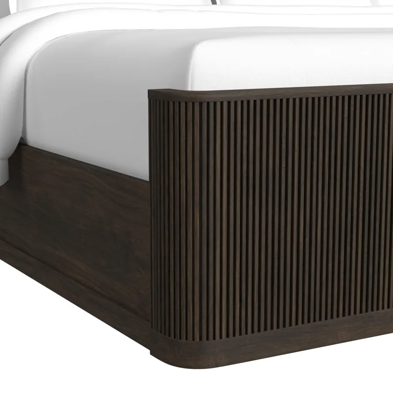 Sylvie King UPH Bed with White Fabric in Dark Brown