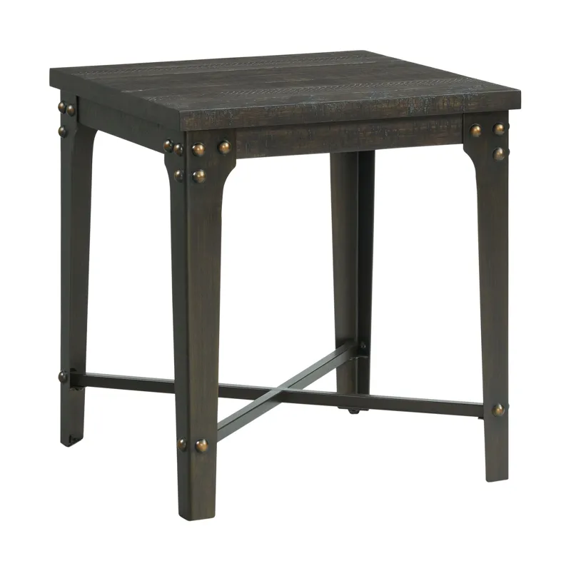 Factory End Table w/Power Box USB Grey
