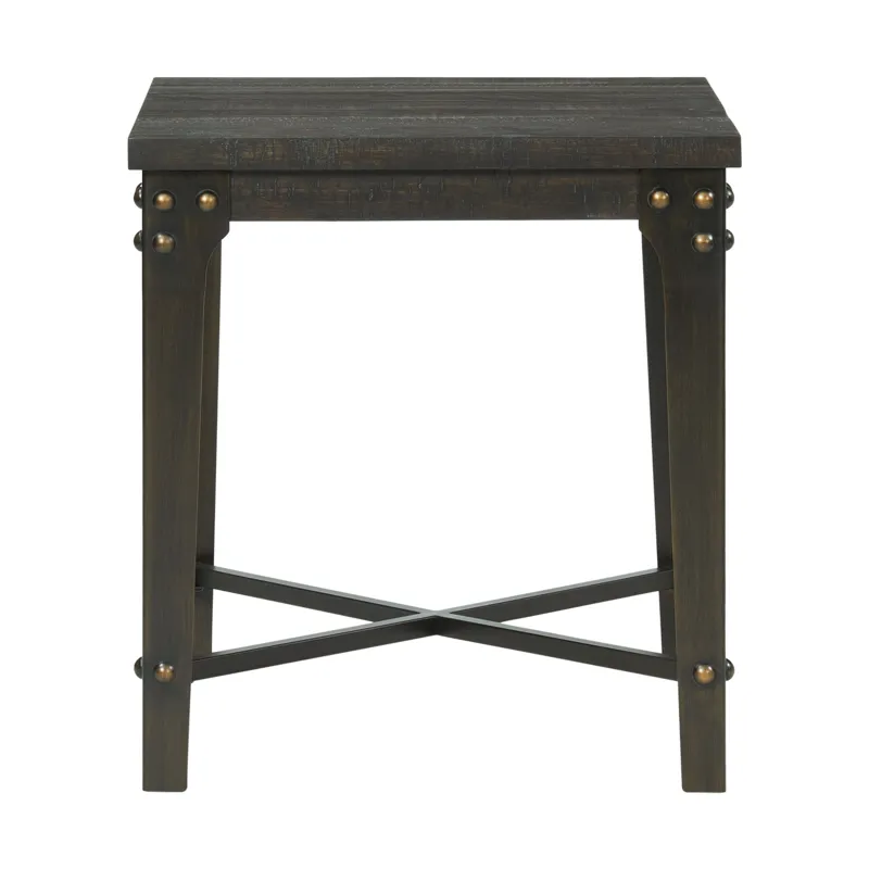 Factory End Table w/Power Box USB Grey