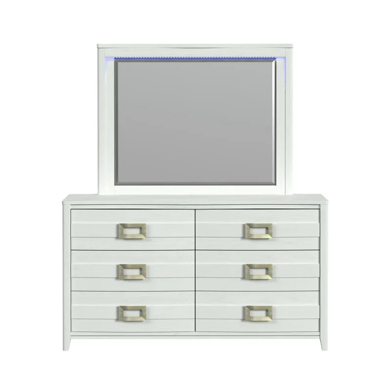 Tobias Dresser and Mirror Set with LED in White