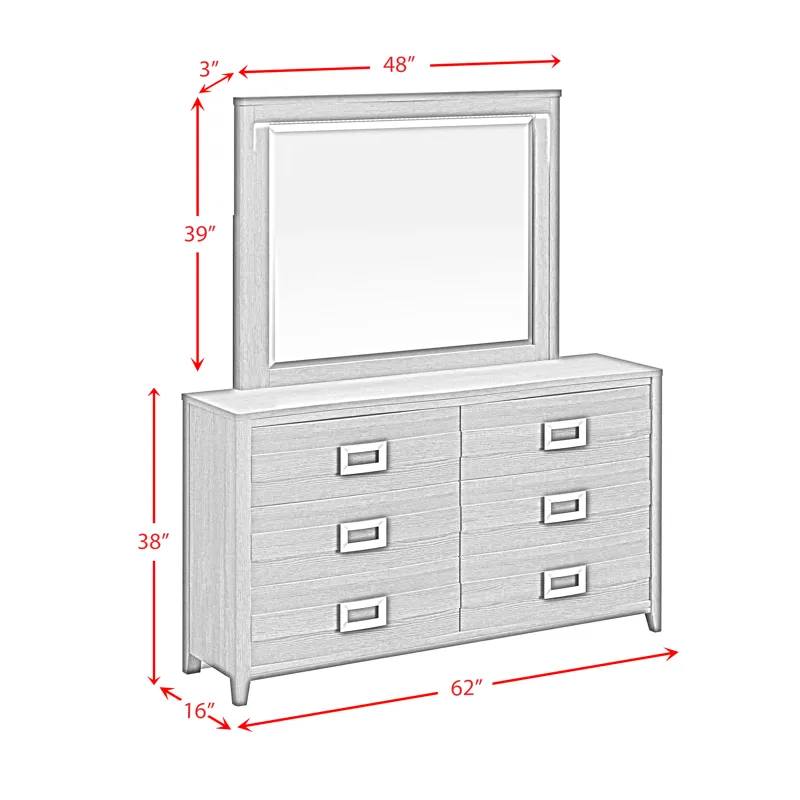 Tobias Dresser and Mirror Set with LED in Black