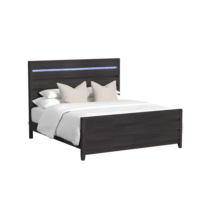 Tobias King Bed with LED in Black